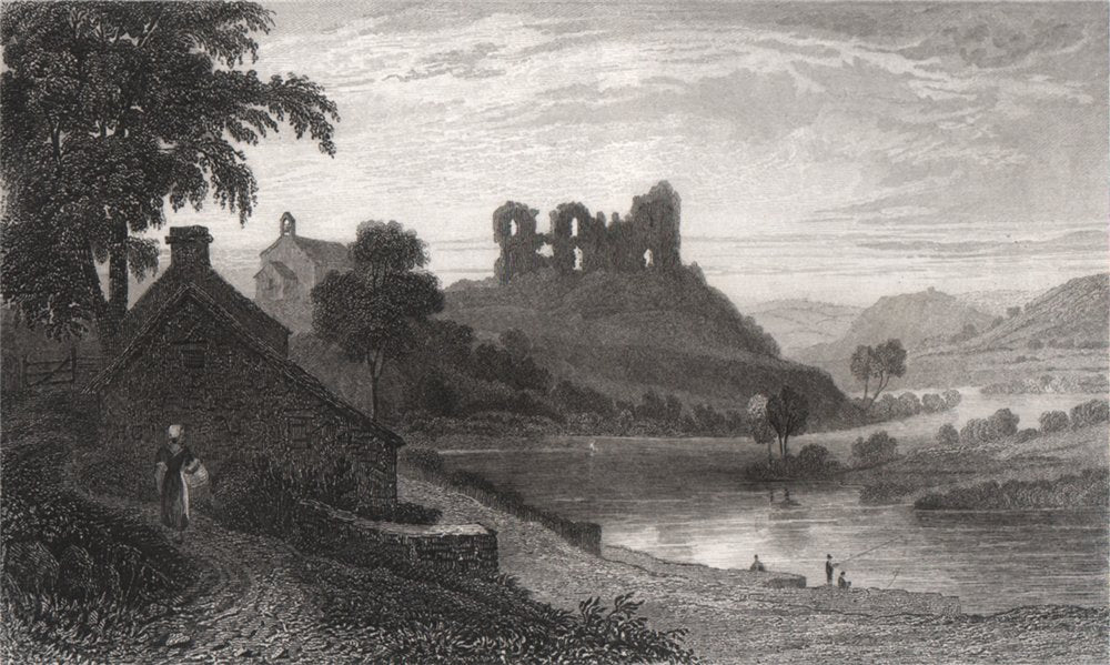Newcastle Emlyn, Cardiganshire, Wales, by Henry Gastineau 1835 old print